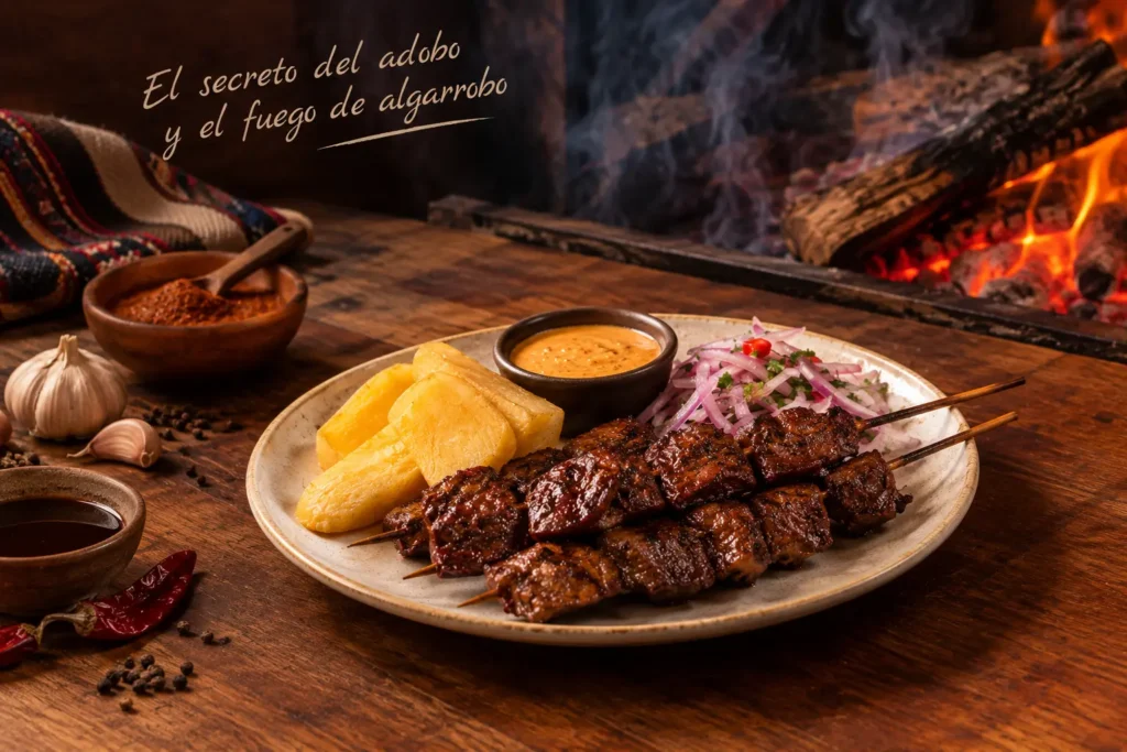 Anticuchos al fuego de algarrobo